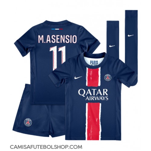 Camisa de time de futebol Paris Saint-Germain Marco Asensio #11 Replicas 1º Equipamento Infantil 2024-25 Manga Curta (+ Calças curtas)